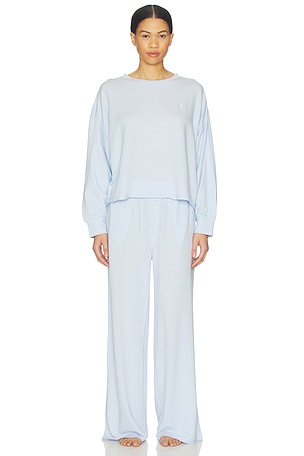 Polo Ralph Lauren Intimates Crew Neck & Wide Leg Pant Set in Blue