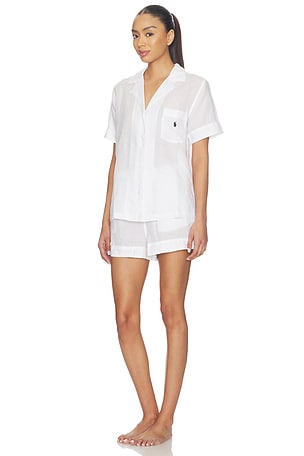 Polo Ralph Lauren Intimates Short Sleeve Linen Short Set in White. Size XL. Also