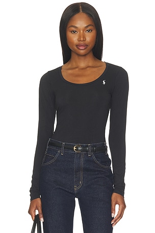 Club Cotton Scoop Long Sleeve Bodysuit Polo Ralph Lauren Intimates