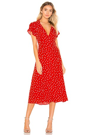 Privacy Please Cruz Midi Dress in Red & Ivory | REVOLVE