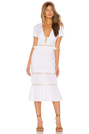 clemente cotton sateen dress Privacy Please Clemente Midi Dress in White