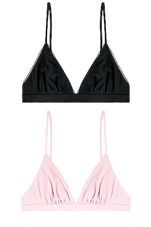Casandra Bralette 2 Pack in Black, Peony Privacy Please