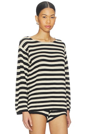 Posse Miles Long Sleeve Top in Black,White