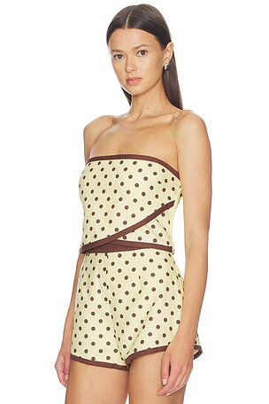 Posse Bowie Strapless Top in Yellow,Brown. Size S. Also