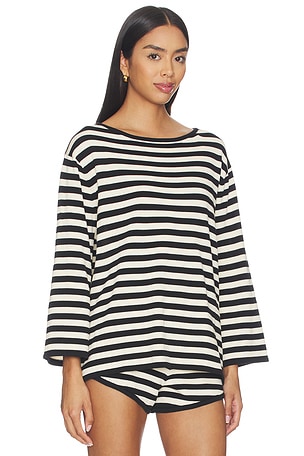 Posse darcy long sleeve top en color Negro & Blanco