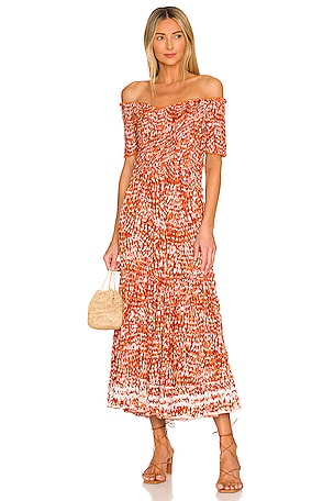 【Poupette St Barth】 Soledadミディドレス Poupette St Barth Soledad Midi Dress in Orange Tie Dye | REVOLVE