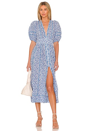Poupette St Barth Reine Midi Dress in Blue Mistral | REVOLVE