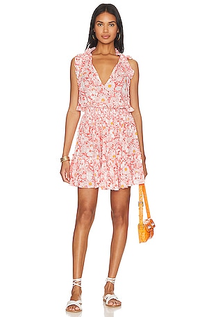 poupette st barth triny mini dress Poupette St Barth Triny Mini Dress in ORANGE MID 70'S GARDEN