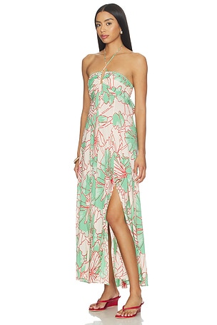 Poupette St Barth Carla Long Dress in Green. Size L. Also