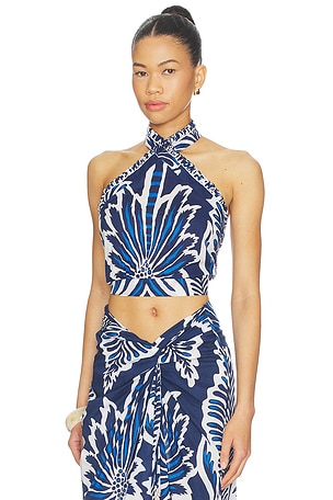 Poupette St Barth Suma Top en Marine,Blanc