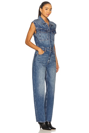 PISTOLA Ace Sleeveless Barrel Leg Jumpsuit in Blue