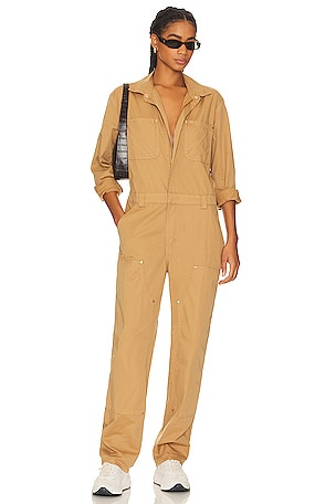 ALPHA INDUSTRIES Patch Pocket Coverall Jumpsuit in Vintage Khaki 