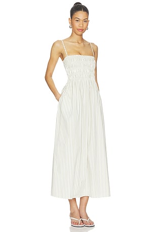 PISTOLA Bianca Shirred Bodice Dress in Sage