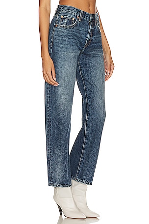 PISTOLA Lexi Mid Rise Relaxed Straight in Denim-Dark