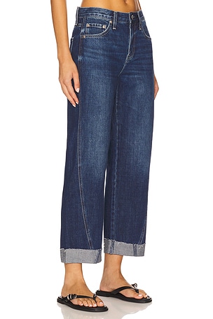 PISTOLA Kacey Mid Rise Cuffed Boyfriend Jeans in Blue. Size 33. Also