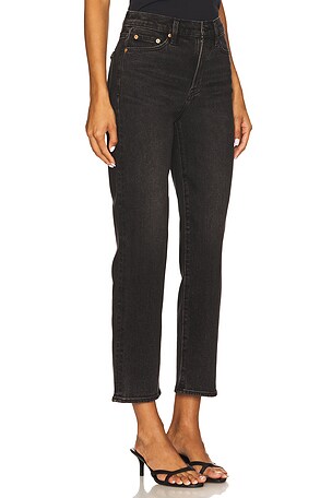 PISTOLA Charlie High Rise Classic Straight Ankle Jeans in Black
