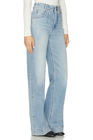 PISTOLA Lana Double Button Wide Leg Jeans in Blue