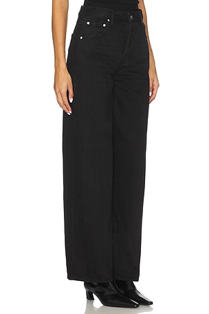 PISTOLA Tate High Rise Bowed Wide Jeans in Black. Size 33. Also