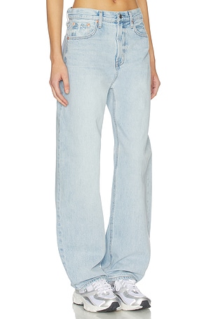 PISTOLA Wes High Rise Barrel Jeans in Blue. Size 31. Also