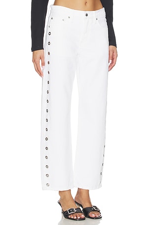 PISTOLA Lexi Mid Rise Bowed Straight Jeans in White