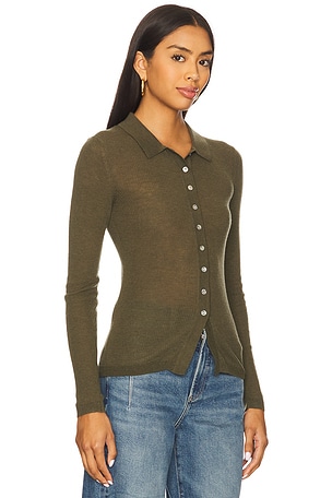 PISTOLA Korey Fitted Rib Cardigan in Army. Size M. Also