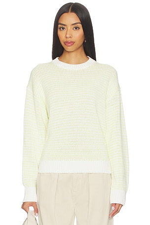 PISTOLA Aura Relaxed Crew Neck Sweater in Yellow,White