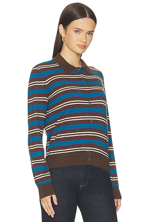 PISTOLA Lyvia Long Sleeve Merino Polo Cardigan in Tealwood Stripe. Size M. Also