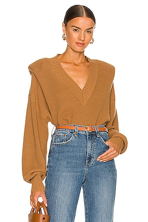 Camille V-Neck Shoulder Pad Sweater PISTOLA