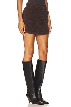 PISTOLA Uma High Rise Mini Skirt in Chocolate. Size 30. Also
