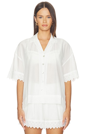 PISTOLA Maliah Silk Blend Camp Shirt in White