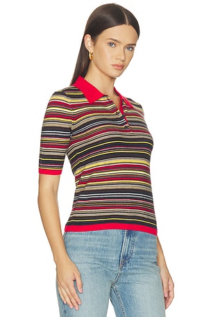 PISTOLA Ashlee Short Sleeve Polo Sweater in Negroni Stripe