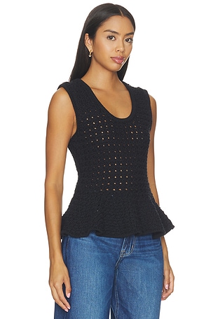PISTOLA Anna Peplum Sweater Tank Top in Black