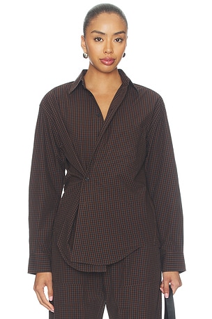 Mila Long Sleeve Button Down Wrap Top PISTOLA