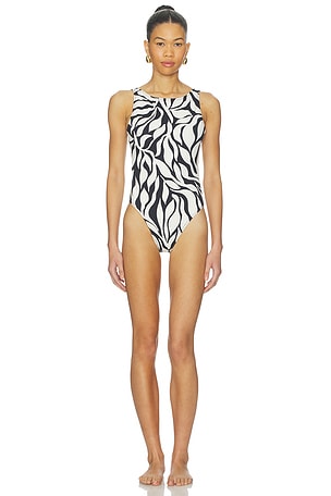 POST SWIM Lauren One Piece Swimsuit in Black,White