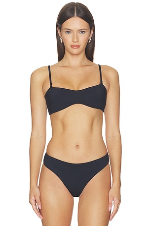 POST SWIM Joyce Strap Bandeau Top in Black