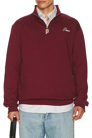 Prince Tennis Fleece Quarter Zip Pullover in Burgundy