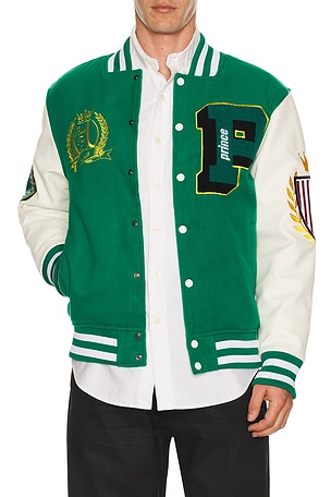 Prince Tennis Sports Varsity Jacket in Green