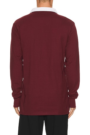 Prince Tennis Button Up Rugby Shirt in Burgundy