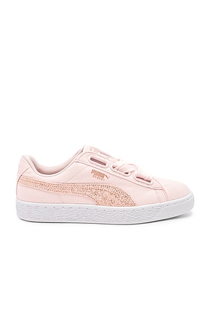 Puma Basket Heart Canvas Sneaker in Pearl Puma White Rose Gold REVOLVE