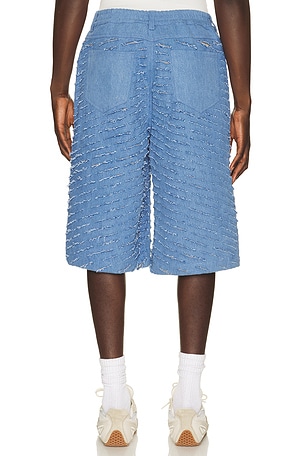 Pas Une Marque SHORT EN JEAN CUT THROUGH en Bleu