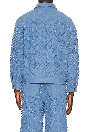 Pas Une Marque BLOUSON EN JEAN CUT THROUGH en Bleu