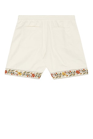 Found Found Kantha Floral Work Shorts in Cream