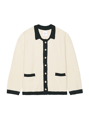 Contrast Collar Knitted Cardigan Found