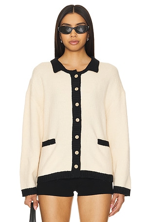 Contrast Collar Knitted Cardigan Found