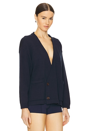 Found Double Breasted Knit Cardigan in Blue