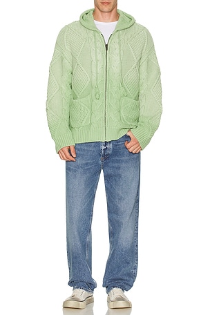 Found Zip Up Cable Knit Hoodie Found