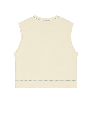 Found Found Floral Embroidered Knit Vest in Cream