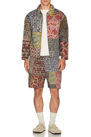 Found Found Watercolor Mosaic Work Jacket in Green,Brown. Size S. Also