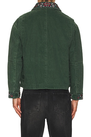 Found Jockey Club Embroidered Work Jacket in Vintage Forest in Green. Size S. Also