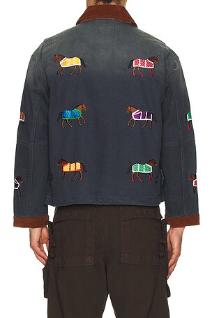 Found Lariat Horse Embroidered Work Jacket in Blue